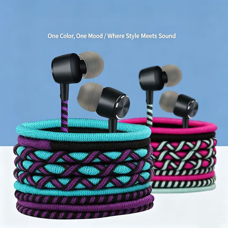 Wired Earphone Mic - Auricolari Cablati Intrecciati da 3,5mm con
