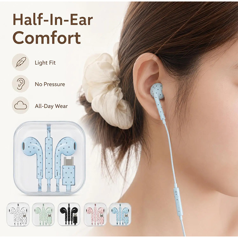Auricolari Type C con Motivo a - Wired Earphone Mic recensione e prezzo